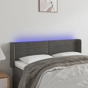 Testiera A Led Grigio Scuro 147x16x78/88 Cm İn Velluto /