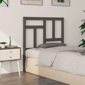 Testiera Letto Grigia 80,5x4x100 Cm İn Legno Massello Di Pino /