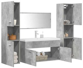 Set Mobili Da Bagno 5 Pz Grigio Cemento İn Legno Multistrato /