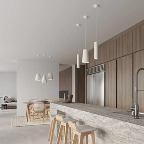 Lampada a sospensione bianca con paralume in ceramica ø 8 cm Alverna - Sollux