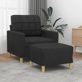 Poltrona Con Poggiapiedi Nero 60 Cm İn Tessuto /