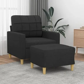 Poltrona Con Poggiapiedi Nero 60 Cm İn Tessuto /