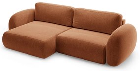 Divano angolare color mattone allungabile/con contenitore con rivestimento in ciniglia Tonale – Cosmopolitan Design