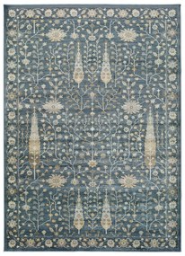 Tappeto in viscosa blu , 160 x 230 cm Vintage Flowers - Universal
