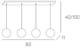 Sospensione Rett Contemp Willow Metallo Cromo Vetro Bianco Satitano 4 Luci G9