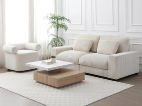 Tavolino girevole con 1 cassetto in MDF Effetto marmo Bianco e Naturale - KYRIA