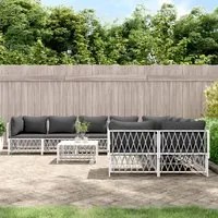 Set Salotto da Giardino 9 pz con Cuscini in Acciaio Biancocod mxl 76598