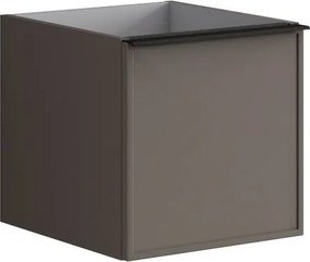 Cassettiera Pixel con 1 cassetto frontale Stripes laccato opaco grigio carbone e maniglia alluminio nero opaco L.40 H.40 P.45,5 cm.