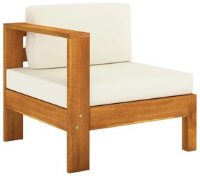 Set divani giardino 10 pz cuscini bianco crema legno d&#039;acacia