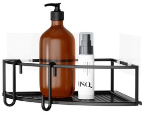 Mensole angolari nere autoportanti in acciaio per bagno 2 pezzi Cubiko - Umbra