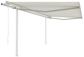 Tenda Da Sole Retrattile Manuale Con Pali 4,5x3,5 M Crema /