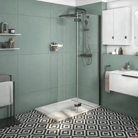 Box doccia walk-in Neo, vetro 8 mm, L 118-119.5 cm x H 200 cm, profilo nero