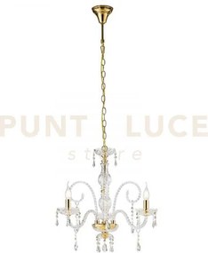 Lampadario monalisa oro e trasparente 3 luci attacco e14 53x145cm