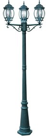 Lampione da giardino, Santiago H 209 cm, nero e verde, IP44 INTEC