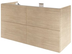 Mobile da bagno sotto lavabo Neo quercia naturale lucido L 120 x H 64 x P 48 cm 4 cassetti, lavabo non incluso