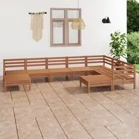 Set Divani da Giardino 9 pz in Legno Massello di Pino Miele cod mxl 36631