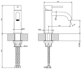 Miscelatore lavabo monocomando senza scarico Steel brushed 239 Flessa 54002 Gessi