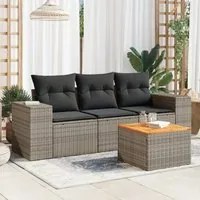 Set Divani da Giardino 4 pz con Cuscini in Polyrattan Grigio 3257649