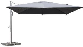 Ombrellone a palo laterale bianco / argento SOMBRA CONTRACT NATERIAL L 400 x 400 cm con telo grigio
