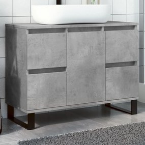 Armadietto Da Bagno Grigio Cemento 80x33x60cm Legno Multistrato /