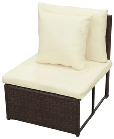 Set Divani da Giardino 8 pz con Cuscini in Polyrattan Marrone