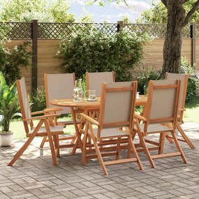 Set Pranzo Da Giardino 7pz Legno Massello Di Acacia E Textilene /