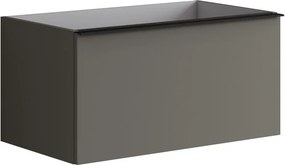 Mobile da bagno sospeso sotto lavabo Pixel plain 2 cassetti L 80 x H 40 x P 45.5 cm grigio carbone laccato opaco, con maniglia alluminio nero opaco