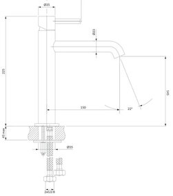 OMNIRES Y1212CCR - Rubinetto del lavandino Y 22,5 cm cromo lucido