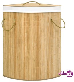 vidaXL Cesto Portabiancheria Angolare in Bambù 60 L