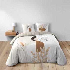 Set copripiumino e federa bianco/beige in cotone per letto matrimoniale ed esteso 240x220 cm Natacha – douceur d'intérieur