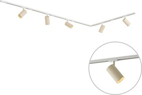 Sistema a binario moderno con 5 faretti bianco e beige monofase GU10 70mm - Iconic Jeana Luxe