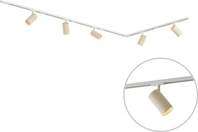 Sistema di illuminazione a binario moderno con 5 faretti bianco e beige 1-Fase GU10 70mm - Iconic Jeana Luxe