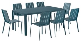 Set tavolo e sedie Idaho NATERIAL in alluminio blu per 8 persone