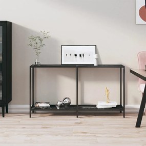 Tavolo Consolle Nero 140x35x75,5 Cm İn Vetro Temperato /