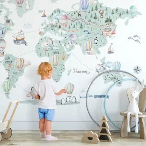 Adesivo da parete - Mappa di viaggio per bambini | Inspio