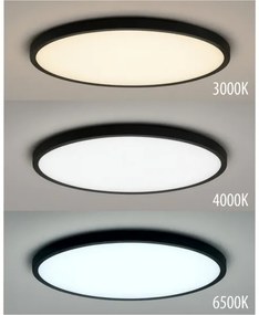 Plafoniera LED/32W/230V 3000/4000/6500K Ø 40 cm nera
