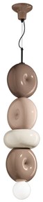 Sospensione Vintage Decò Bumbum 4 Elementi Ceramica Crema E Sabbia 1 Luce E27