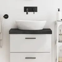 Piano Bagno Grigio Scuro 60x40x6 cm Legno Massello Trattato 3156202