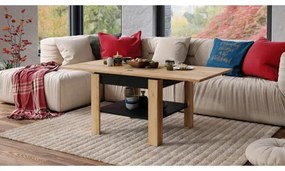 Tavolino pieghevole con mensola LIA quercia/nero