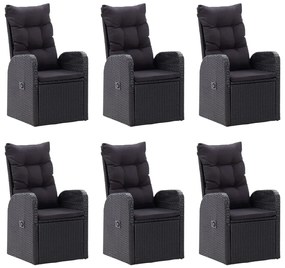 Set da pranzo da giardino 7 pz nero
