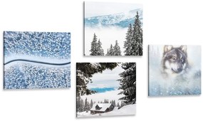 Set di quadri – Lupo nel bosco misterioso