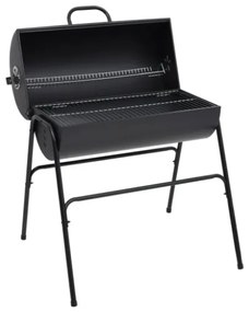 Barbecue a Barile 2 Griglie di Cottura Nero 80x95x90 cm Acciaio