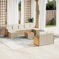 Set Divano da Giardino 10 pz con Cuscini Beige in Polyrattan 3228088