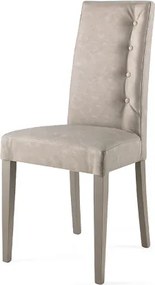 Sedia ecopelle nuvolato con 4 bottoni laterali gambe in legno SIDE Grigio Set da 2