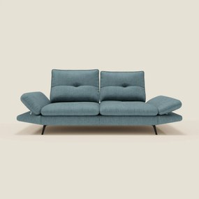 Ardex Divano 3 posti con schienali traslanti e braccioli regolabili in morbido tessuto impermeabile T06 azzurro