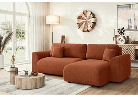 Divano angolare color mattone allungabile (con composizione variabile) Lorine – Ropez