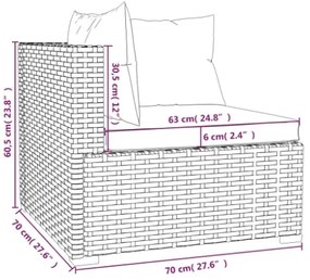 Set Divani da Giardino 8 pz con Cuscini in Polyrattan Marrone