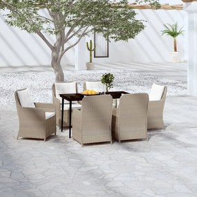 Set mobili da pranzo per giardino 7 pz marrone