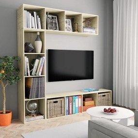 Set Mobili Libreria/porta Tv 3 Pz Rovere Sonoma 180x30x180 Cm /