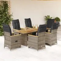 Set Bistr da Giardino 7 pz con Cuscini in Polyrattan Grigio 3276973